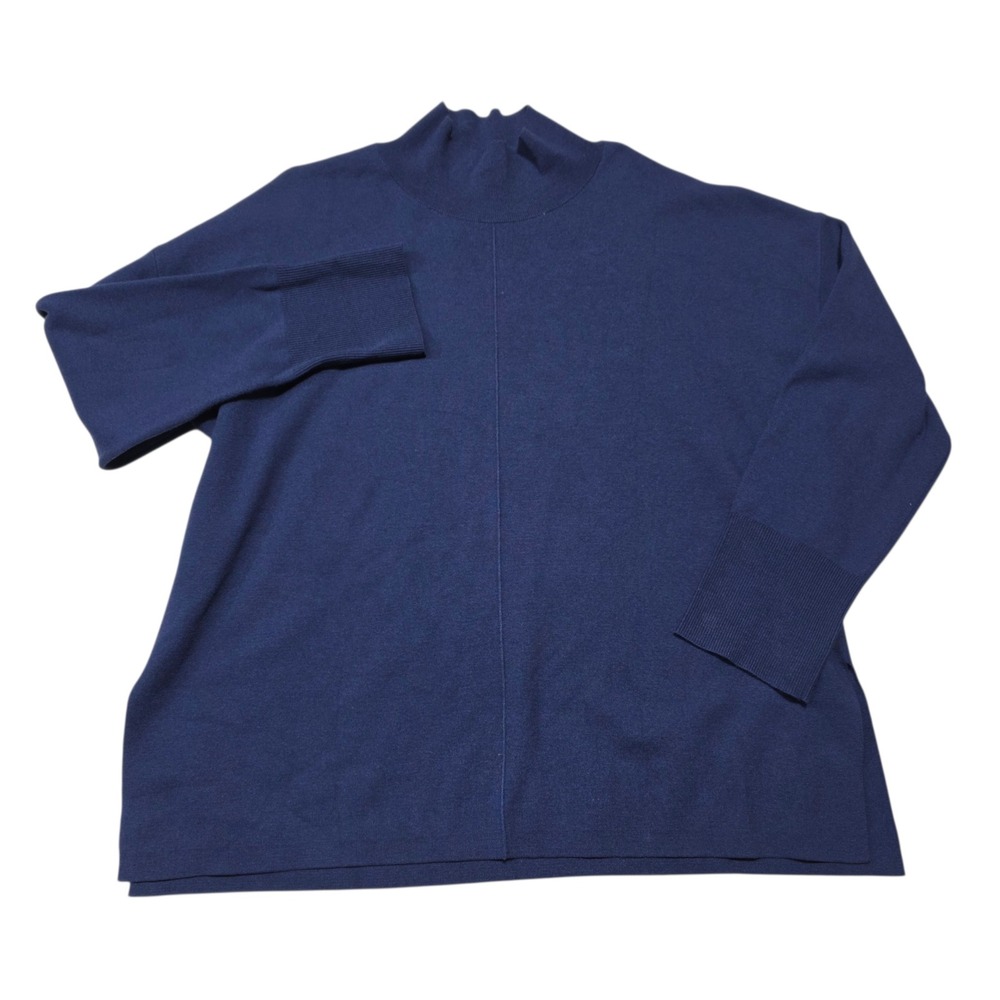 Banana Republic Milano Mock Neck Sweater Womens XL Blue Parisian Knit Pullover